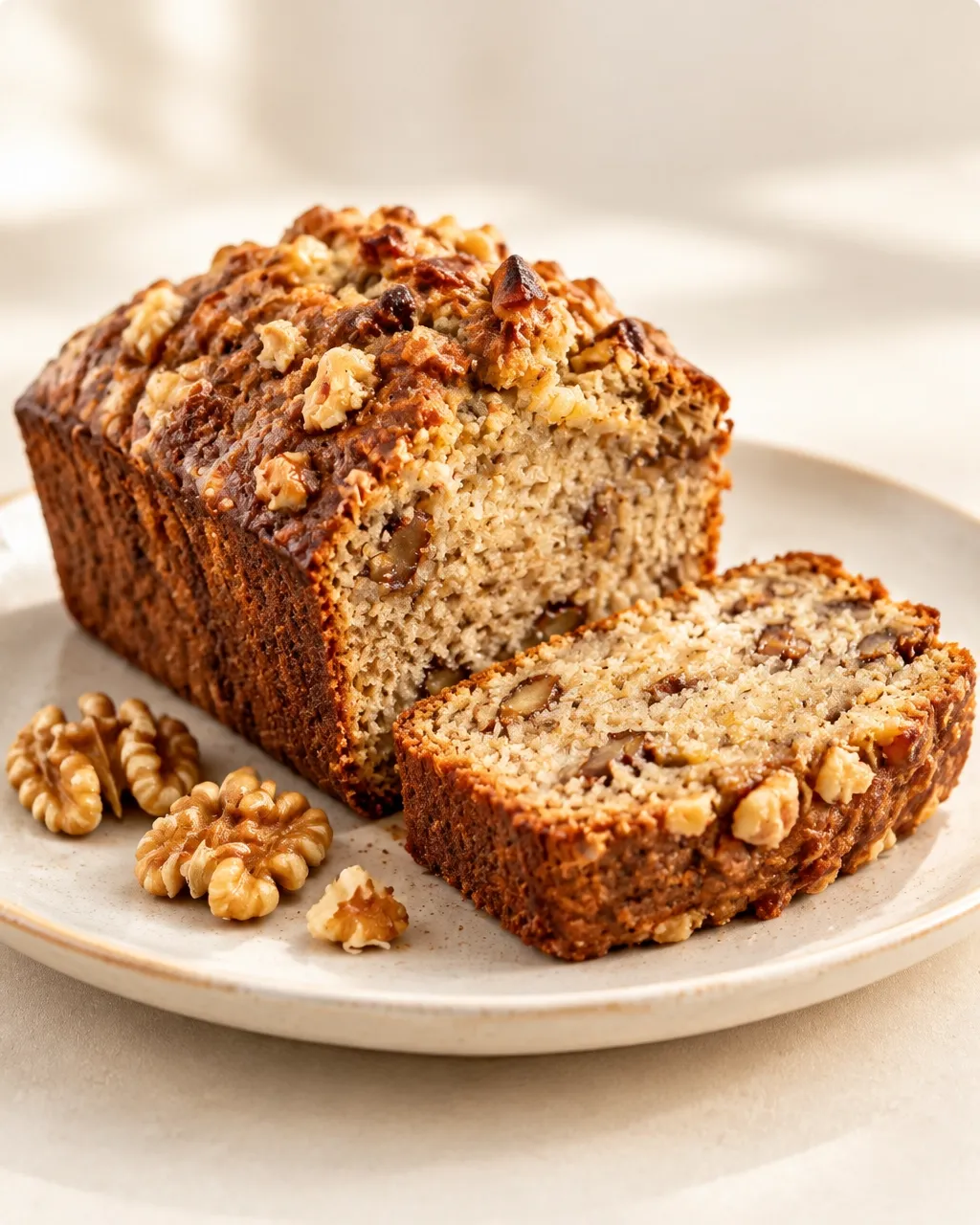 Banana nut bread with toasted walnuts
